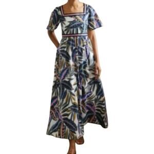 Boden Multicolor Leaf Print Maxi Dress